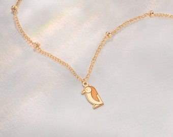 Penguin Necklace Gold Bird Charm Gift for Her Beady Chain Animal Pendant Cute Bird Jewelry Penguin Gift Animal Lover Gift for Daughter