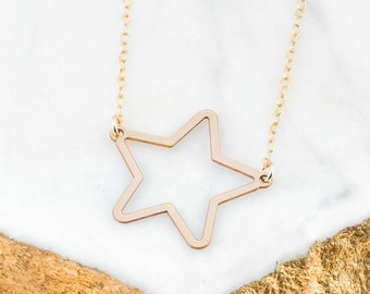 Star Necklace, Dainty Gold Star Necklace, Karma Necklace, Delicate Star Necklace, Interlocking Star Necklace, Mother's Day gift