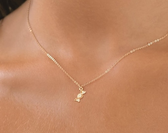 DNA Gold Necklace Pendant, 18k Yellow Gold DNA, Gift for