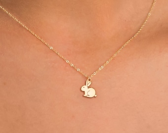 Bunny Necklace Gold Bunny Charm Rabbit Pendant Animal Necklace Easter Jewelry Gift for Her Bunny Lover Necklace Birthday Gift Rabbit Charm