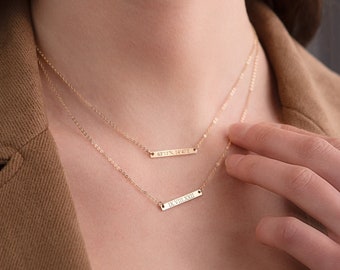 Skinny MINI Bar Necklace, Personalized Gold Bar, Customized Gold Bar Necklace, Silver, Gold or Rose Gold Bar Necklace, Bridesmaid Gift