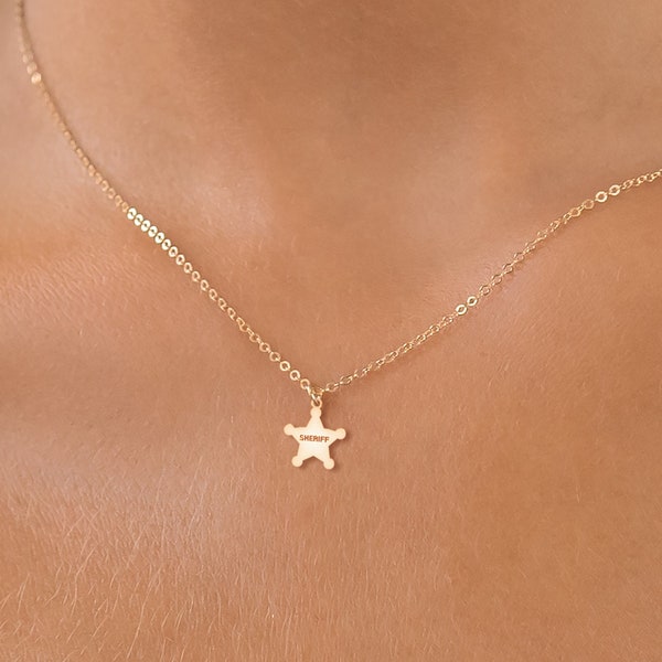 Sheriff Star Necklace, Western Jewelry, Cowboy Jewelry, Birthday Gift, Cowgirl Necklace, Cute Jewelry, Western Necklace, Star Necklace