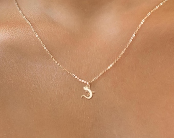 Salamander pendant available in Gold Filled, Rose Gold Filled, Sterling Silver, or 14K Solid Gold, Nature Jewelry