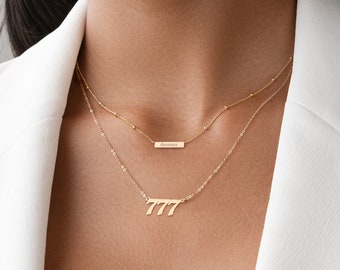 Angel Number Necklace Gold Jewelry Gift for Her Personalized Lucky Charm 777 Necklace Custom Number Necklace Angel Number Charm 444 Pendant
