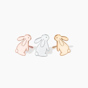 Cute Bunny Earrings, Dainty Earrings, Gold Earrings, Handmade Jewelry, Simple Gold Earring, Earrings, Easter Earrings, Animal Earrings image 3