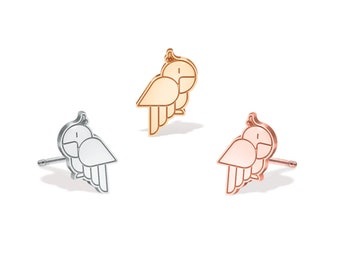 Boucles d’oreilles perruche, boucles d’oreilles en or, bijoux faits à la main, boucle d’oreille en or simple, boucles d’oreilles pour animaux, bijoux pour oiseaux, boucles d’oreilles pour oiseaux, goujons en argent sterling