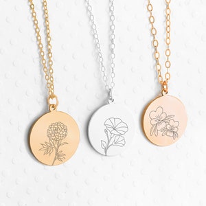 Geburtsblumenhalskette, Gold Geburtsblumenhalskette, Silber Geburtsblumenhalskette, Goldblumenhalskette, Geburtsmonat Halskette, Brautjungfer Geschenk