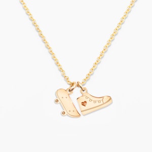 Skateboard & Shoe Necklace, Whimsical Gift, Fun Jewelry Gift, Birthday Gift, Graduation Gift, Cute Jewelry, Skater Necklace, Fun Necklace