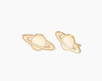 Saturn Earrings, Dainty Space Earrings, Gold, Silver, Rose Gold Earrings, Handmade Jewelry, Gift for Her, Planet Stud Earrings,