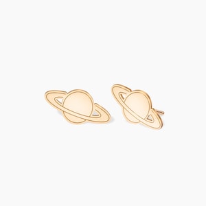 Saturn Earrings, Dainty Space Earrings, Gold, Silver, Rose Gold Earrings, Handmade Jewelry, Gift for Her, Planet Stud Earrings,