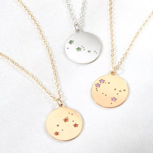 Geboortesteen sterrenbeeld edelsteenketting, sterrenbeeldschijf, geboortemaand, astrologische ketting, weegschaal, maagd, schorpioen, boogschutter, steenbok, vissen