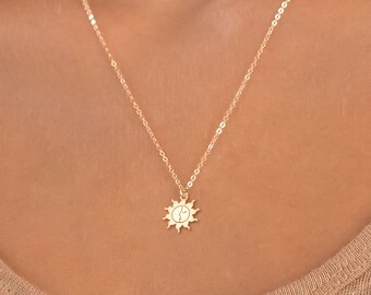 Celestial Necklace Gold Sun and Moon Charm Gift For Her Crescent Moon Pendant Sun Necklace Celestial Jewelry Charm Necklace Birthday Gift