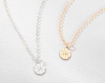 Basketball Necklace Sports Team Gift for Her Custom Sports Jewelry Basketball Pendant Gold Basketball Charm Team Sports Jewelry Coach Gift