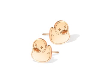 Cute Duck Earrings, Duck Earrings, Animal earrings, Whimsical earrings, Rubber Duckie Stud Earrings, Gold Duck Earrings, Gift for Her