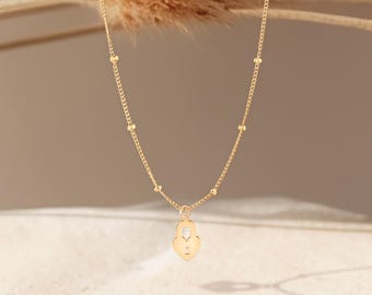 Heart Lock Charm Necklace Beady Chain: Sterling Silver, Gold Filled, Rose Gold, Handmade Romantic Jewelry Gift for her