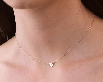 Dainty Heart Necklace • Handmade Jewelry • Initial Necklace • Friendship Necklace • Bridesmaid Gift • Heart • Gift for Her • Gold Filled