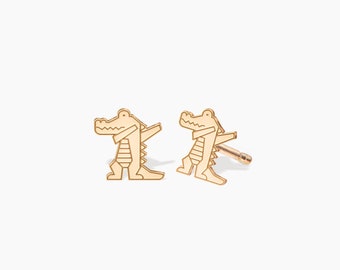 Alligator Earrings Gift for Her Gold Gator Studs Animal Earrings Reptile Jewelry Crocodile Earrings Florida Gators Stud Anniversary Gift