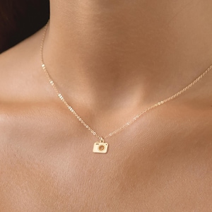 Gold Camera Necklace Tiny Pendant Fun Jewelry Vintage Camera Charm Photography Necklace Photographer Gift Travel Gift Hobbyist Jewelry