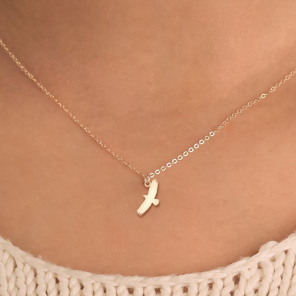Eagle Necklace, Delicate Bird Necklace, Tiny Bird Necklace, Dainty Necklace, Bird Charm Necklace, 14k Gold Fill, Sterling Silver, Rose Gold