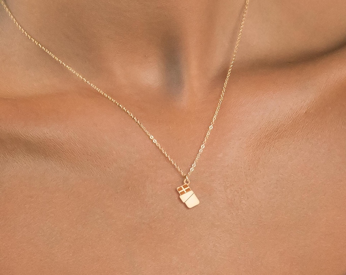 Chocolate Bar Necklace Cute Food Charm Miniature Candy Pendant Sweet Treat Jewelry Chocolate Lover Charm Playful Dessert Food Jewelry Gift