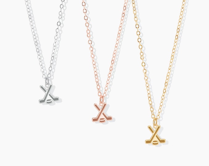 Hockey Stick Pendant Hockey Puck Necklace Gift for Sports Fans Dainty Necklace Hockey Player Gifts Hockey Team Gifts for Girls