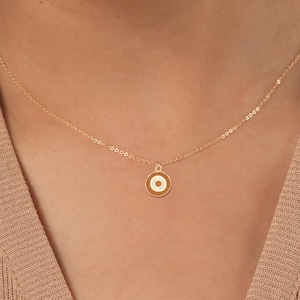 Evil Eye Necklace Protection Pendant Gold Disc Necklace Good Luck Charm Turkish Evil Eye Jewelry Gift for Her Evil Eye Charm Good Luck Gift