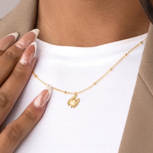Crab Pendant Charm Necklace Beady Chain Personalized Beach Necklace Cancer Crab Charm Dainty Necklace Beach Gift For Her Crab Necklace