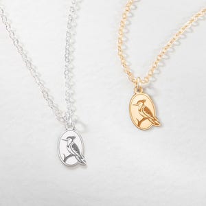 Collier avec pendentif pic : argent sterling, or rempli, or massif 14 carats, pendentif oiseau fait main, cadeau bijoux