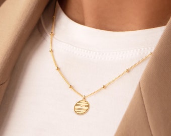 QHQQXN 925 Sterling Silber Planeten-Halskette - Sonnensystem Schmuck Damen & Herren