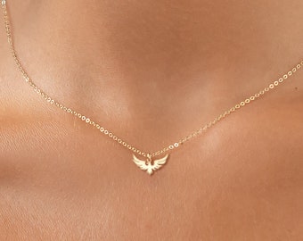 FireBird Necklace, Delicate Bird Necklace, Tiny Bird Necklace, Dainty Necklace, Bird Charm Necklace, Tiny Necklace, Gift for Her Necklace,