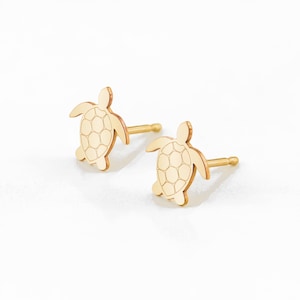 Orecchini a forma di tartaruga marina • Orecchini a forma di tartaruga • Gioielli a forma di tartaruga • Orecchini in oro, oro rosa, argento • Orecchini a forma di tartaruga • Regalo per lei • Orecchini carini
