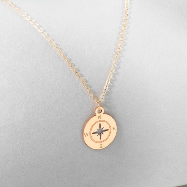 Compass Necklace - Inspirational Wanderlust Jewelry College Graduation Gift For Her Be Brave