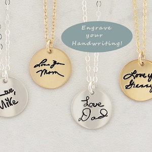 Personalisierte Halskette, Halskette mit Initial - IHRE HANDSCHRIFT - oder Bild, Sterling Silber, Gold oder Roségold, Schmuck für Sie