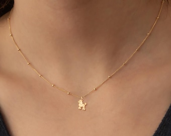 Collana barboncino - Ciondolo in argento placcato oro 14K