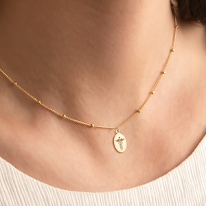 Caduceus Necklace Medical Pendant Charm Nurse Gift Nursing Student Jewelry Medical Necklace Rod of Asclepius Graduation Gift Doctor Necklace