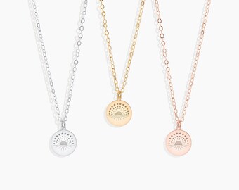 Sunrise Necklace, Sun Charm, 14k Gold Filled Jewelry, Beach Jewelry Gift, Nature Jewelry, Sun Necklace, Sterling Silver Sun Charm Necklace