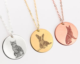 Pet Necklace, Dog Necklace, Personalized Jewelry, Cat Necklace, Custom Necklace, Animal Necklace, Disc Necklace, Picture Necklace