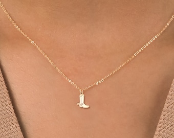 Collar con bota de vaquero, collar con dije de vaquera, regalo de joyería occidental, joyería de vaquero occidental, collar con dije de bota de vaquero de plata, regalo para ella