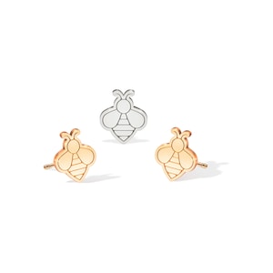 Honey Bee Earrings, Dainty Queen Bee Earrings, Gold Earrings, Handmade Jewelry, Simple Gold Earring, Nature Earrings, Sterling Silver Bees