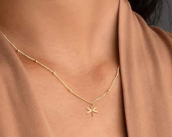Dragonfly Necklace Beady Chain Gold Dragonfly Charm Birthday Gift For Her Insect Necklace Dragonfly Gifts Dragonfly Jewelry Dainty Necklace
