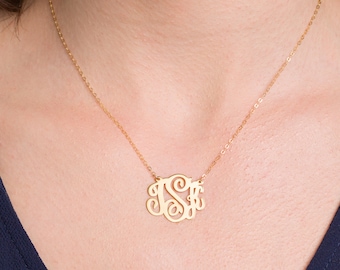 Monogram Jewelry • Dainty Monogram Necklace • Custom Cursive Monogram Initials Necklace • Name Jewelry • Bridesmaids Gifts • Personalized