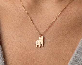 Bulldog Silhouette Charm Necklace: Sterling Silver, Gold Filled, Rose Gold, Handmade Animal Charm Jewelry Gift