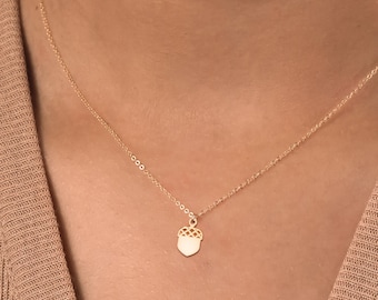 Acorn and Leaf Charm Necklace Gift for Her Acorn Pendant Oak Leaf Necklace Birthday Gifts Acorn Charm Woodland Necklace Nature Jewelry