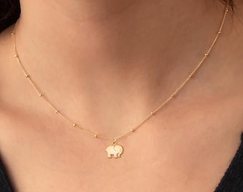 Elephant Pendant Necklace Good Luck Charm Dainty Animal Jewelry Gift for Her Gold Elephant Anniversary Gift Elephant Charm Necklace
