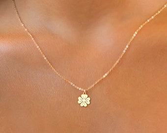 Clover Necklace Gold Four Leaf Clover Charm Lucky Necklace Gift for Her Shamrock Necklace Clover Lover Jewelry Gold Clover Pendant Gift