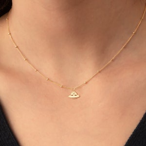 Alien Ship Necklace Beady Chain Space Charm UFO Necklace Sci-fi Jewelry Outer Space Alien Charm Custom Necklace UFO Charm