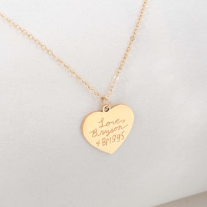 Handwritten Heart Necklace, Personalized Disc - YOUR HANDWRITING or IMAGE, Sterling Silver, Gold or Rose Gold, Jewelry For Her, Personalize