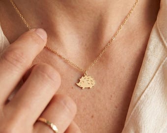 Hedgehog Silhouette Charm Necklace: Sterling Silver, Gold Filled, Rose Gold, Handmade Animal Charm Jewelry Gift