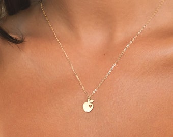 Apple Charm Necklace Tiny Pendant Fruit Jewelry Teacher Necklace Apple Gift for Her Apple Pendant Teacher Jewelry Fruit Necklace