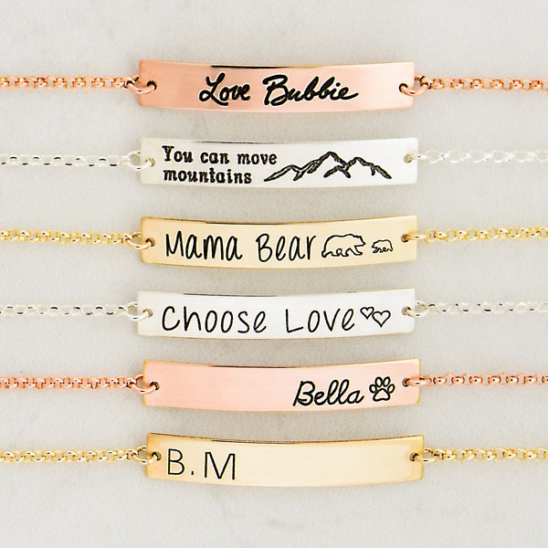 Gold Bar Bracelet, Bar Bracelet, Name Engraved Bracelet, GOLD, ROSEGOLD, SILVER, Bridesmaid Jewelry, Nameplate Bracelet, Valentines Day